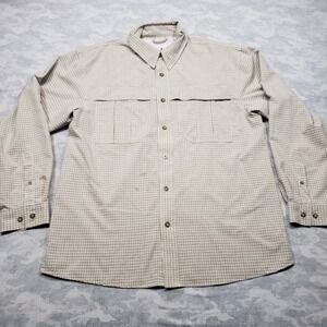 Rugged Exposure Shirt Mens Large Biege Plaid Check Long Sleeve Button Up...